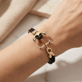 14ct/14K Gold Detail Bracelet – Nautical Anchor with Double Braided
