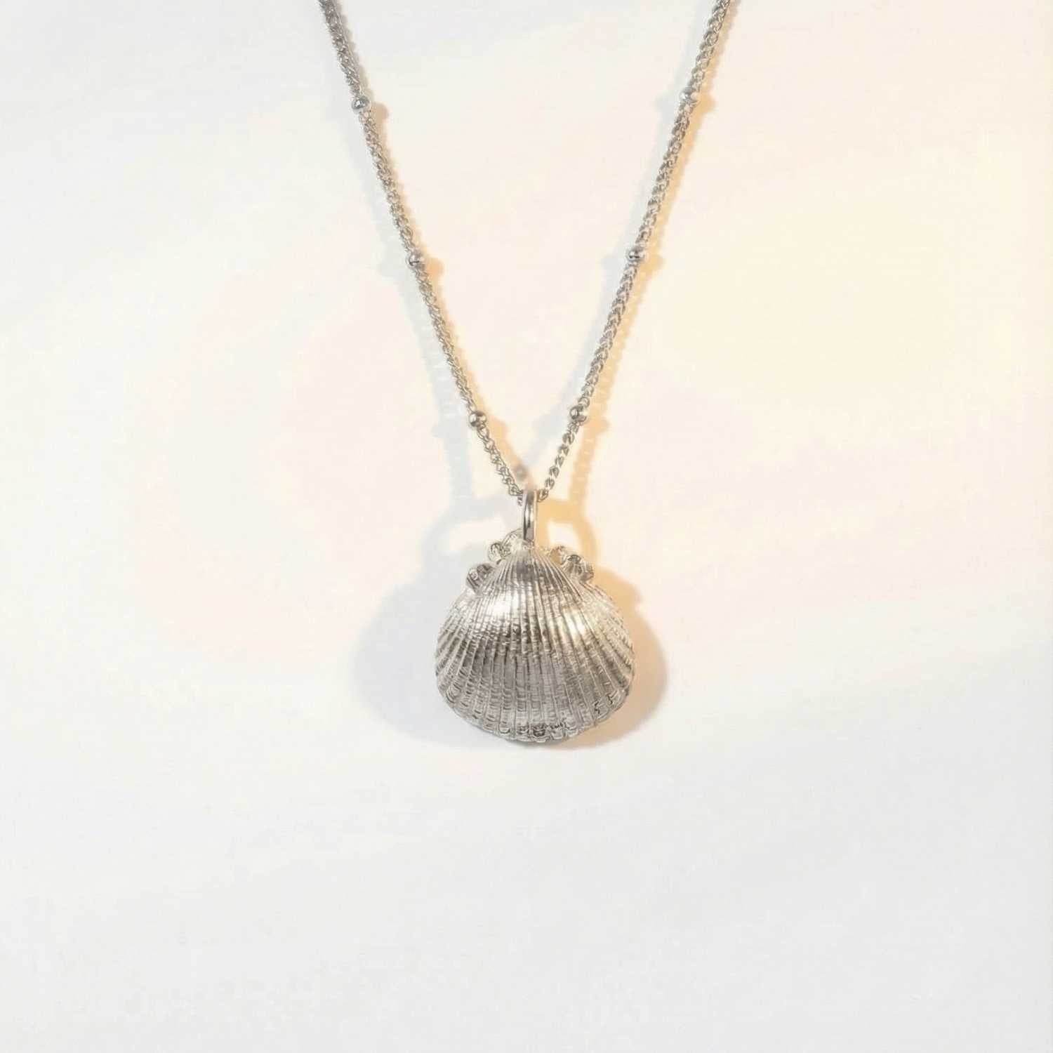 Ocean-Inspired Silver Seashell Necklace
