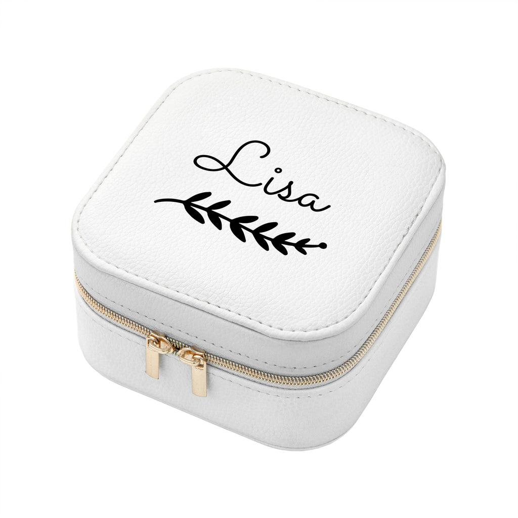 Personalised Wreath White Travel Jewellery Case