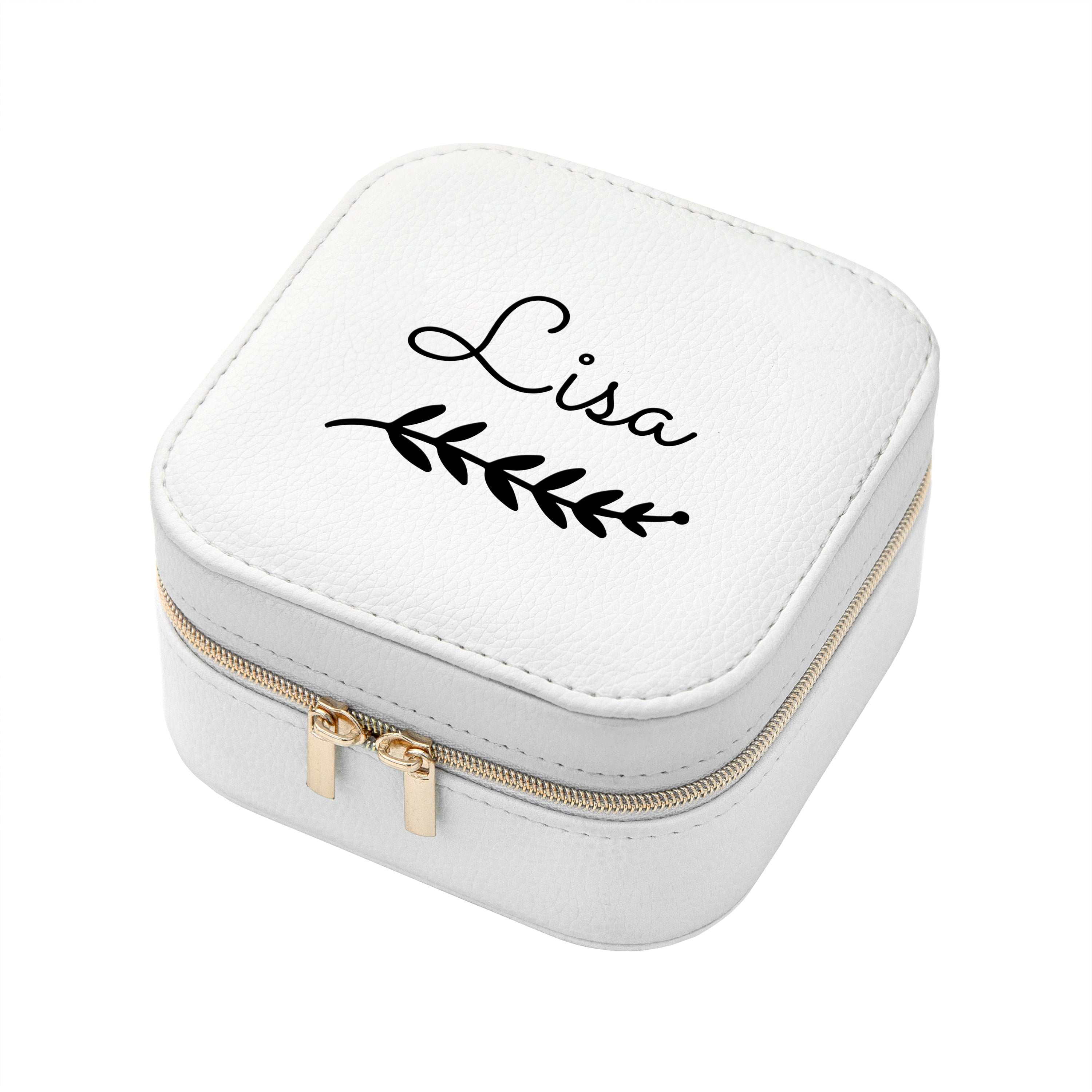 Personalised Wreath White Travel Jewellery Case
