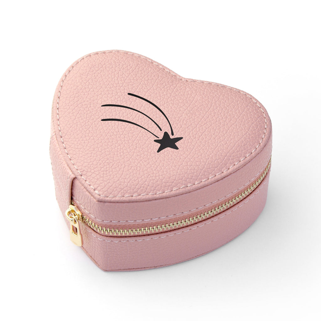 Shooting Star Pink Heart Travel Jewellery Case