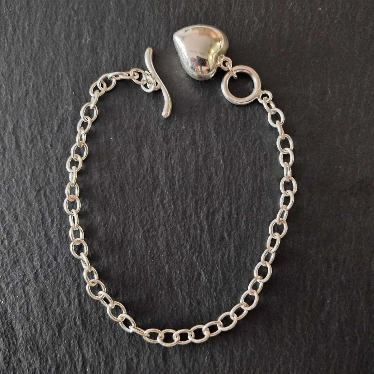 Sterling Silver Chain Bracelet with Heart Charm