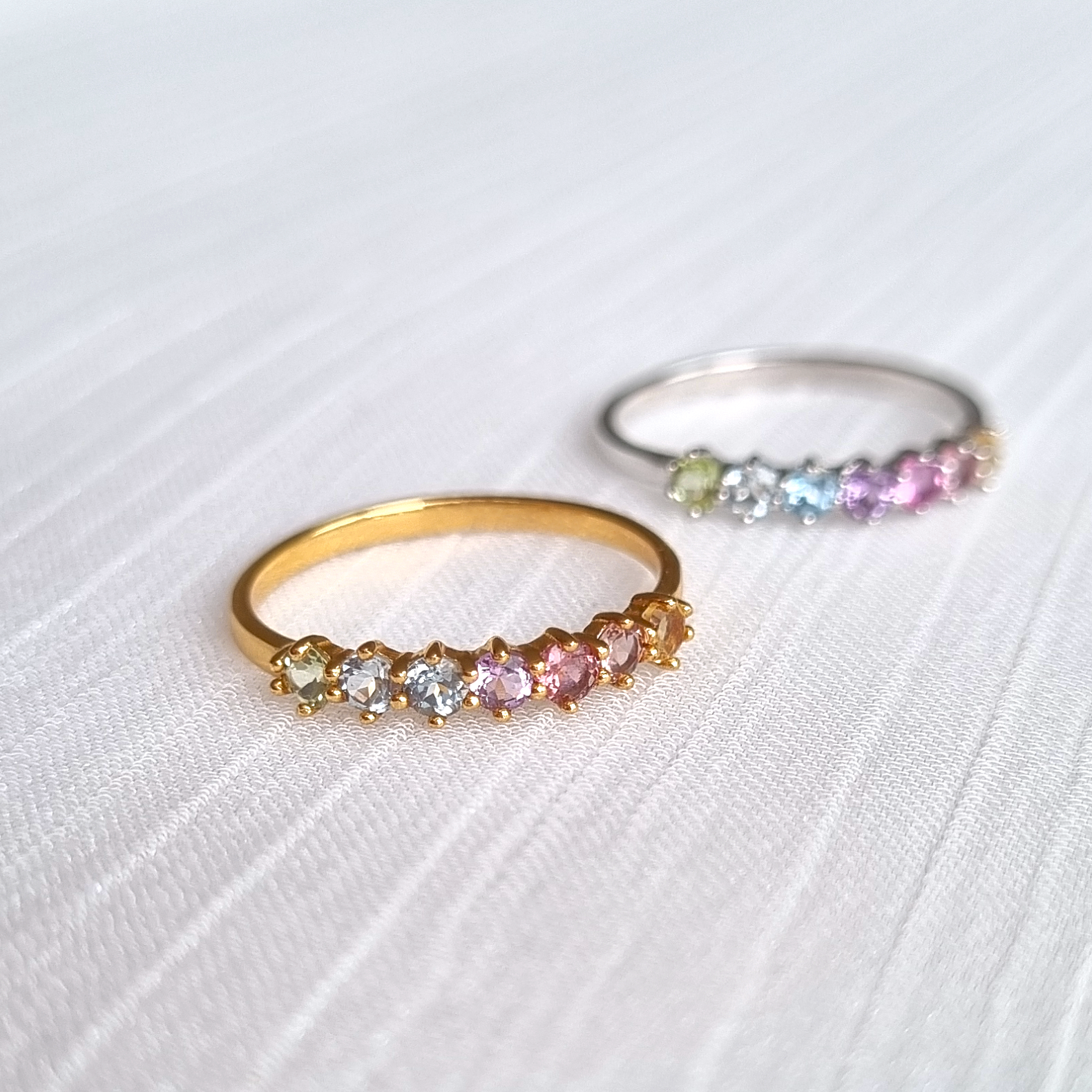 Pastel Rainbow Gemstone Eternity Ring in 18k Gold Vermeil