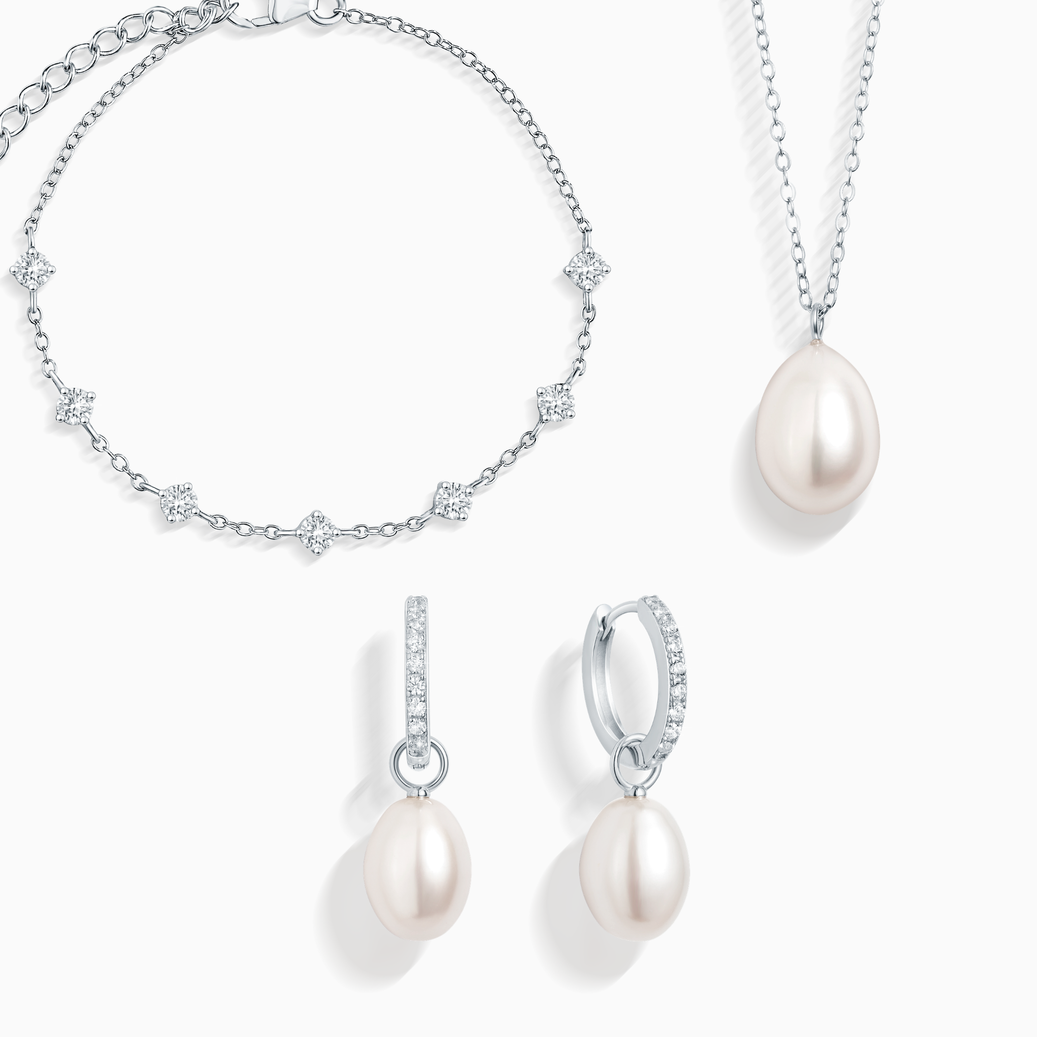 Pearl & Moissanite Bridal Jewellery Set in Sterling Silver