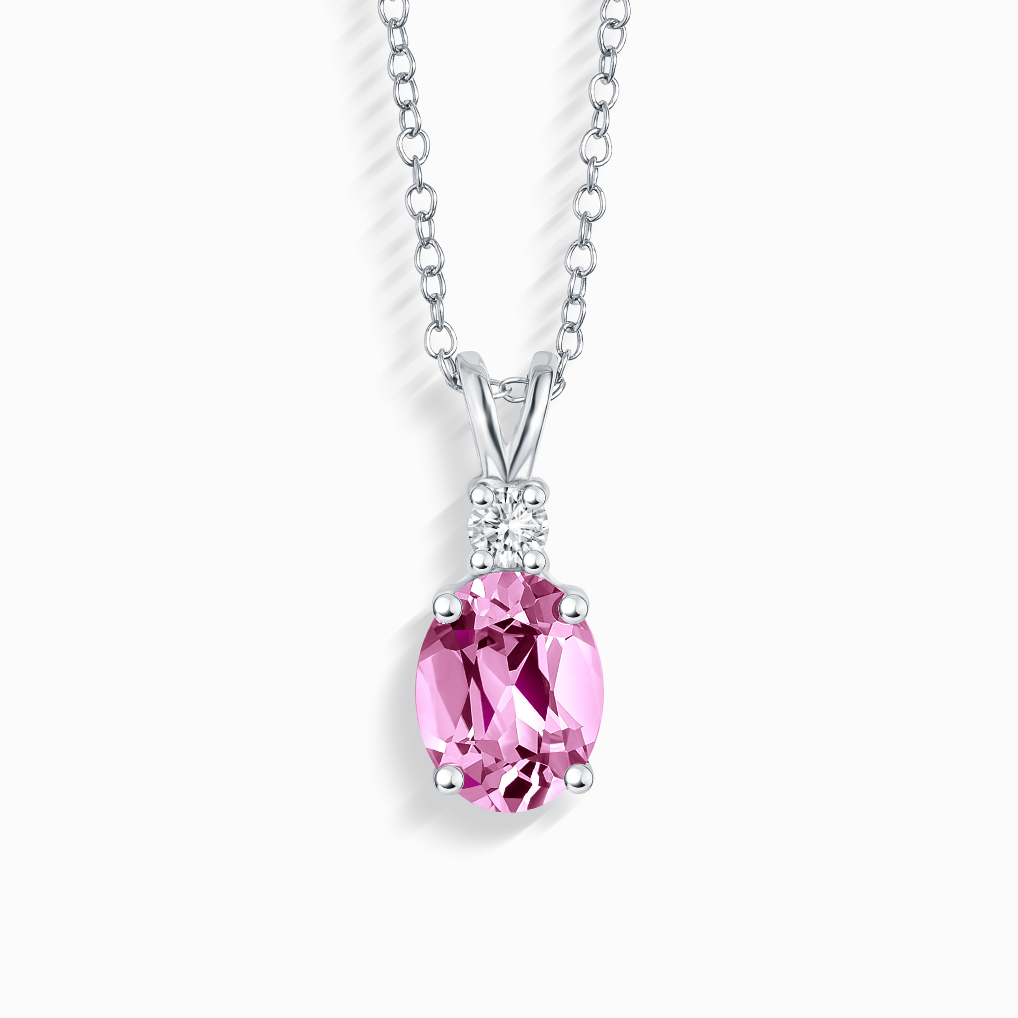 Pink Sapphire Pendant Necklace in Sterling Silver