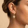 Solid Gold Earrings – Radiant Shield Pavé Drop – 14ct Gold