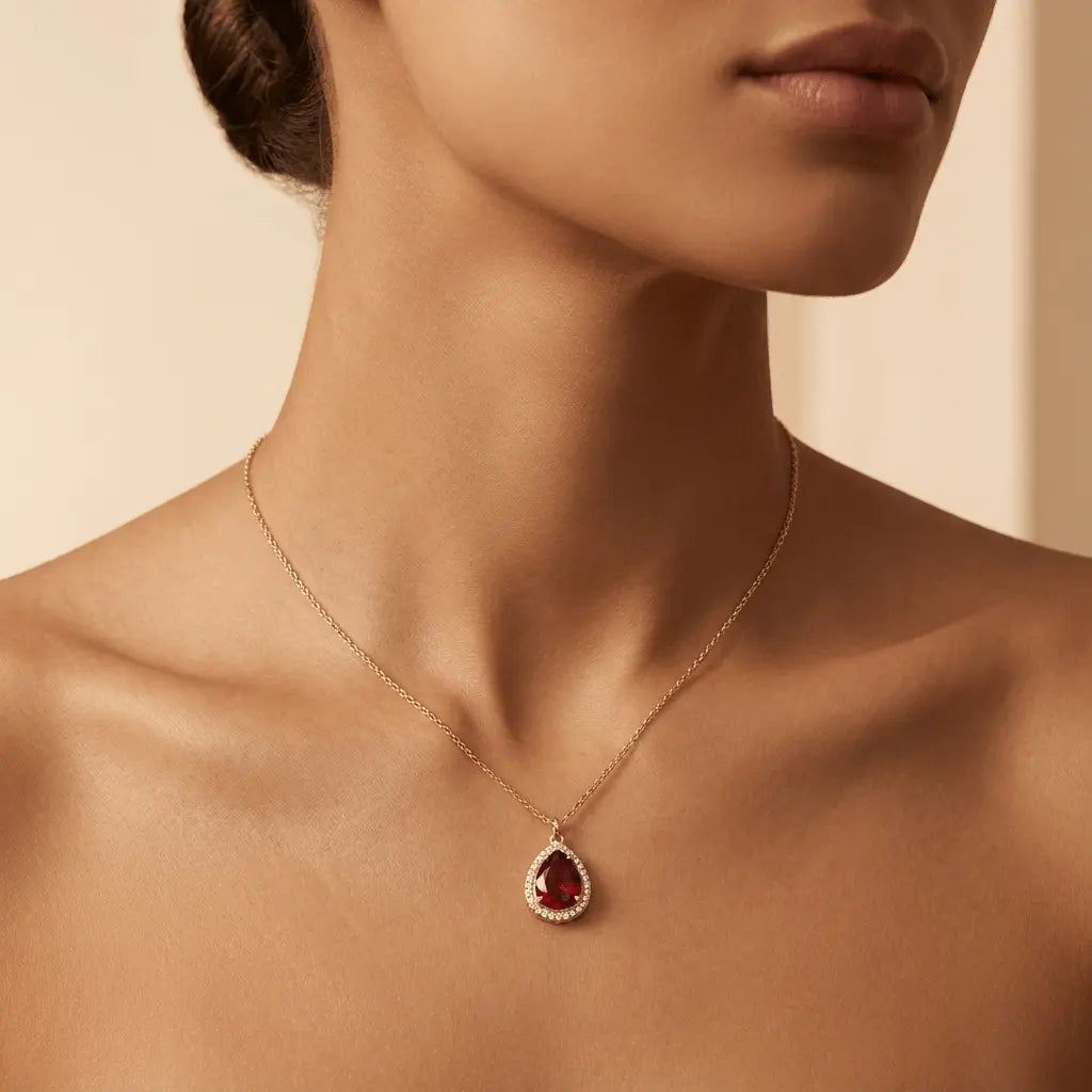 14ct/14K Gold Ruby Necklace – Ruby Glow Teardrop