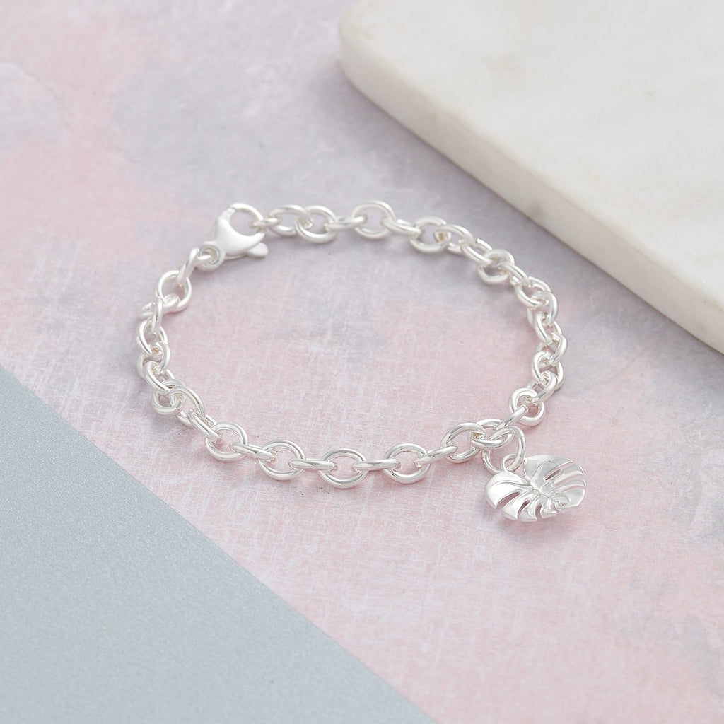 Monstera Palm Leaf Silver Charm