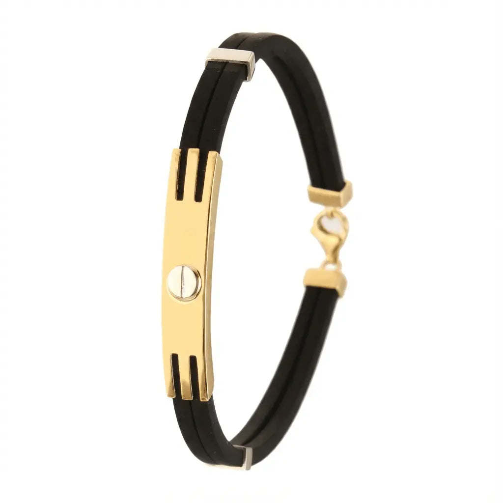 14ct/14K Gold Detail Bracelet – Modern Screw Detail Black