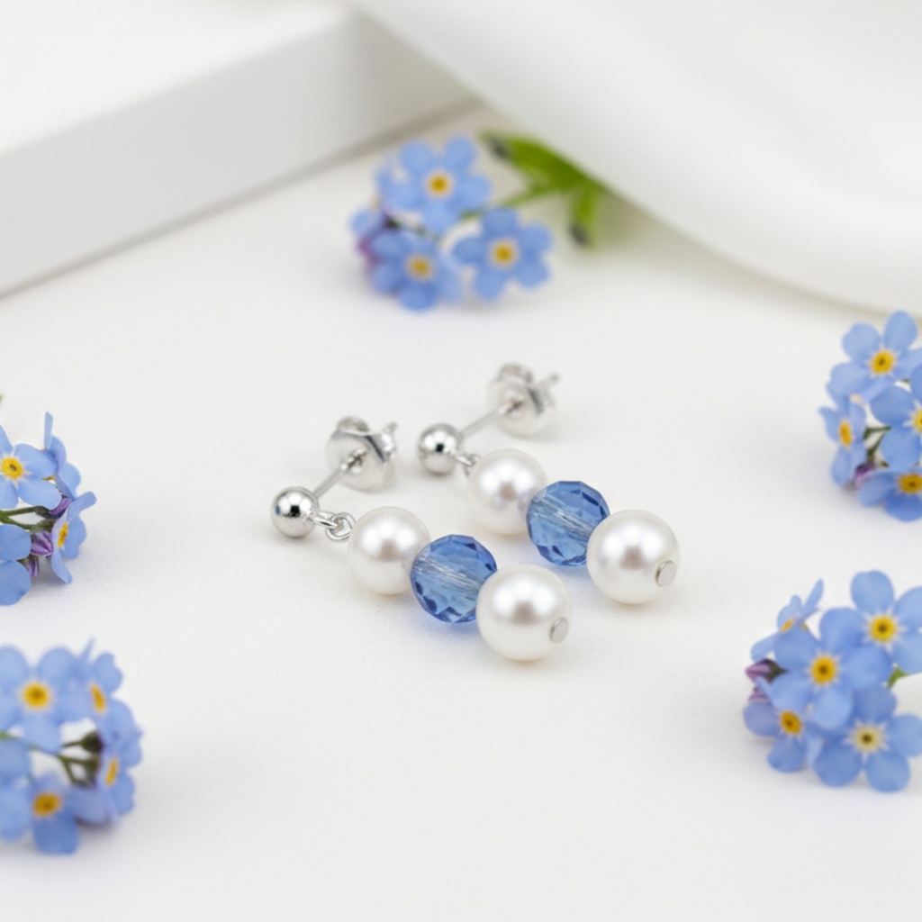Sapphire & Pearl September Birthstone Earrings