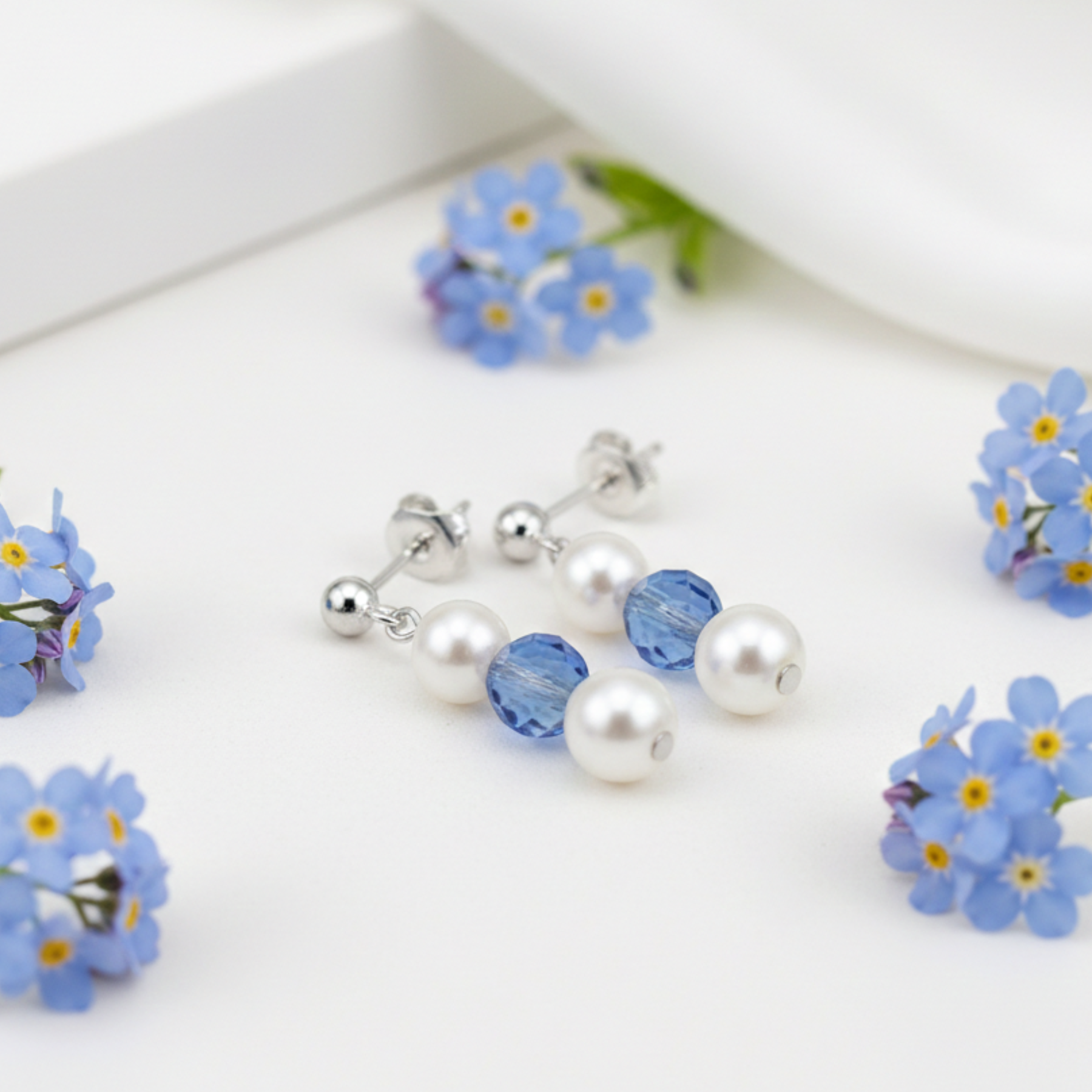 Sapphire & Pearl September Birthstone Earrings