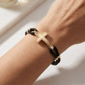 14ct/14K Gold Detail Bracelet – Sleek Cross Braided