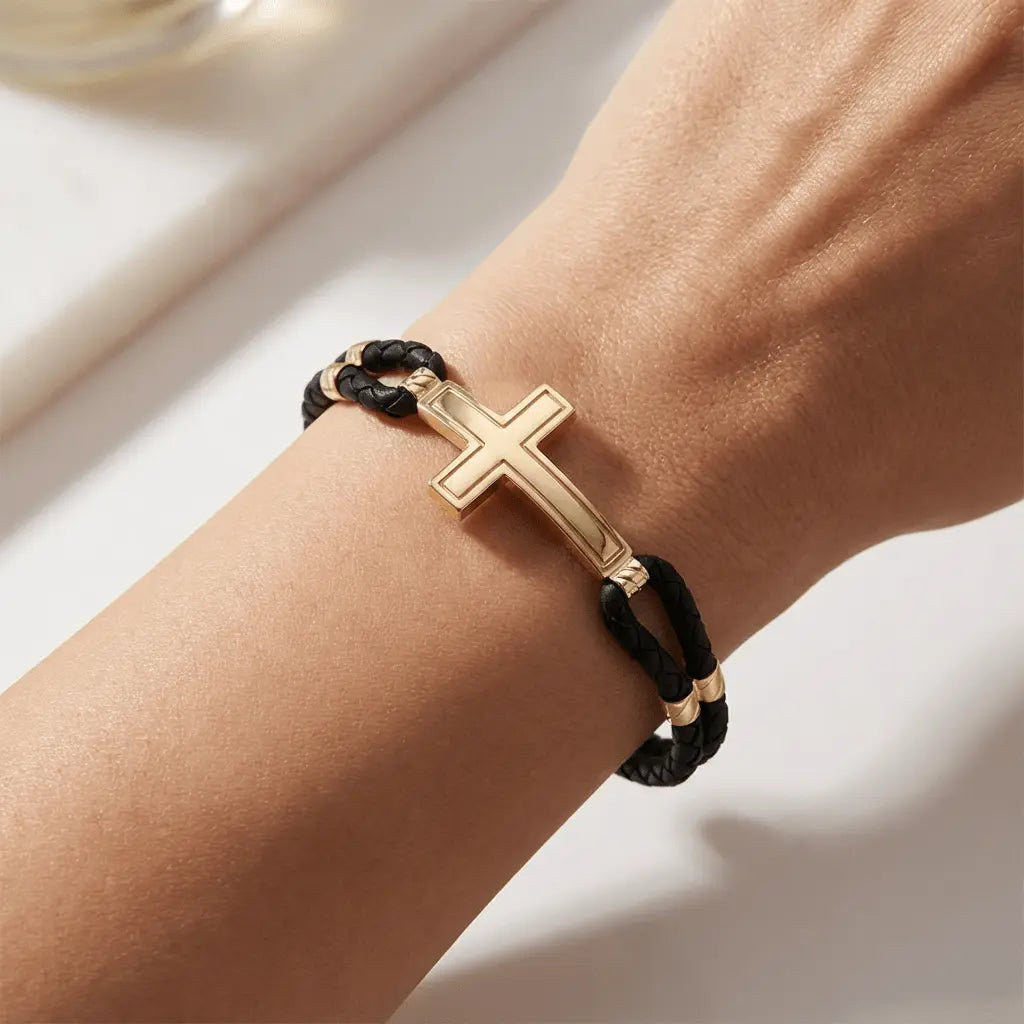 14ct/14K Gold Detail Bracelet – Sleek Cross Braided