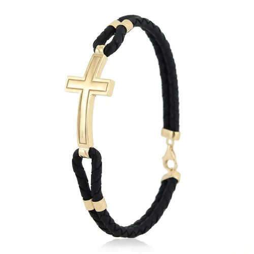 14ct/14K Gold Detail Bracelet – Sleek Cross Braided