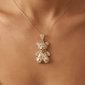 Gold Pendant – Teddy with Sparkling Stones – 14ct Gold