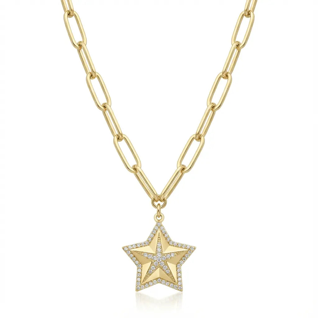 Solid Gold Necklace – Starlight Link Chain – 14ct Gold