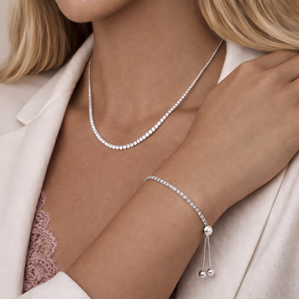 Cubic Zirconia Tennis Jewellery Set