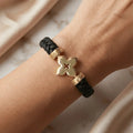 14ct/14K Gold Detail Bracelet – Textured Clover Braided