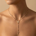 Solid Gold Necklace – Tricolor Rosary Style – 14ct Gold
