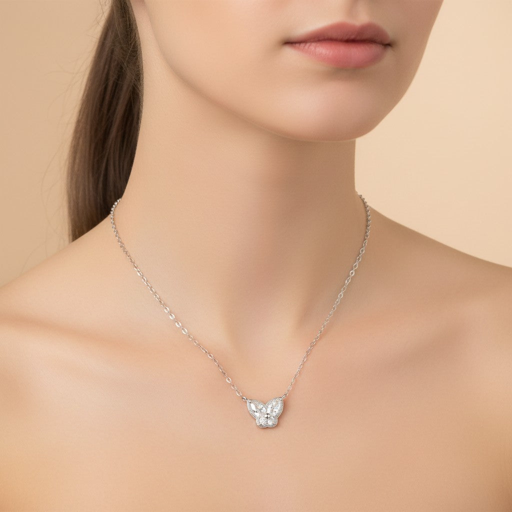 Cubic Zirconia Butterfly Necklace