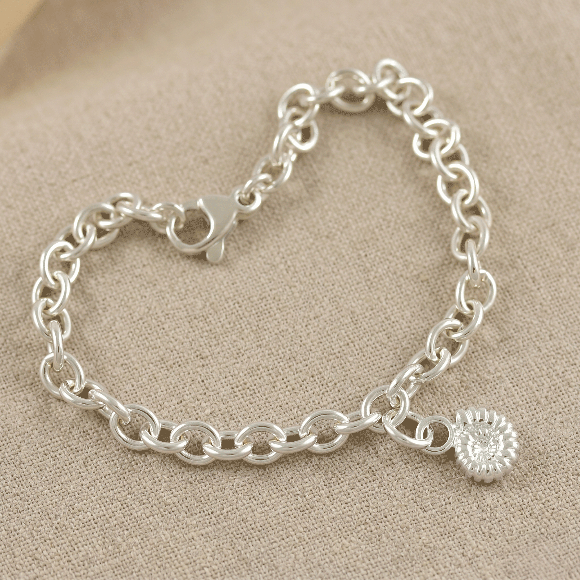 Ammonite Fossil Silver Charm