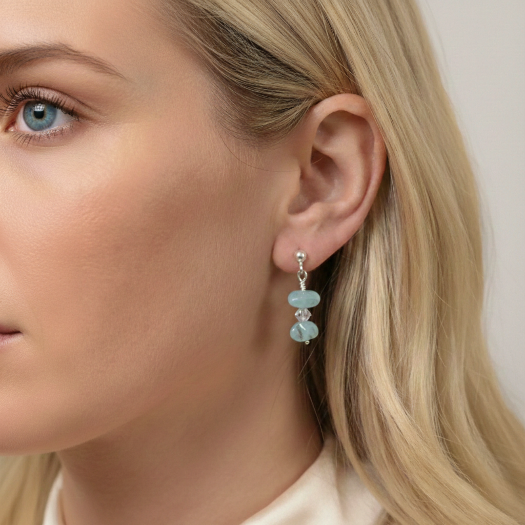 Aquamarine Gemstone Earrings | Serenity & Strength