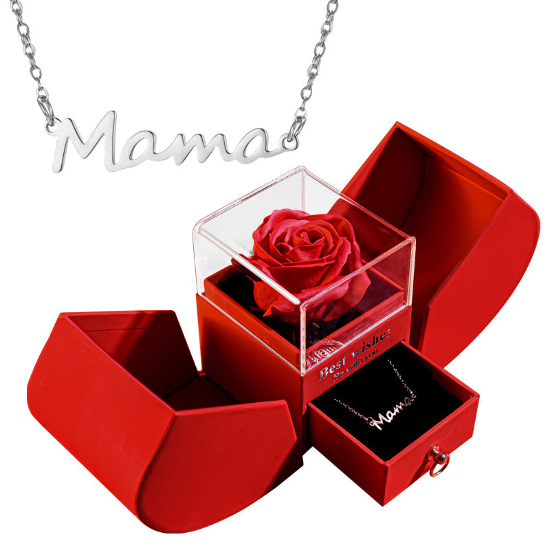 Eternal Rose Apple Gift Box Women Necklace Valentine's Day Wedding Jewelry