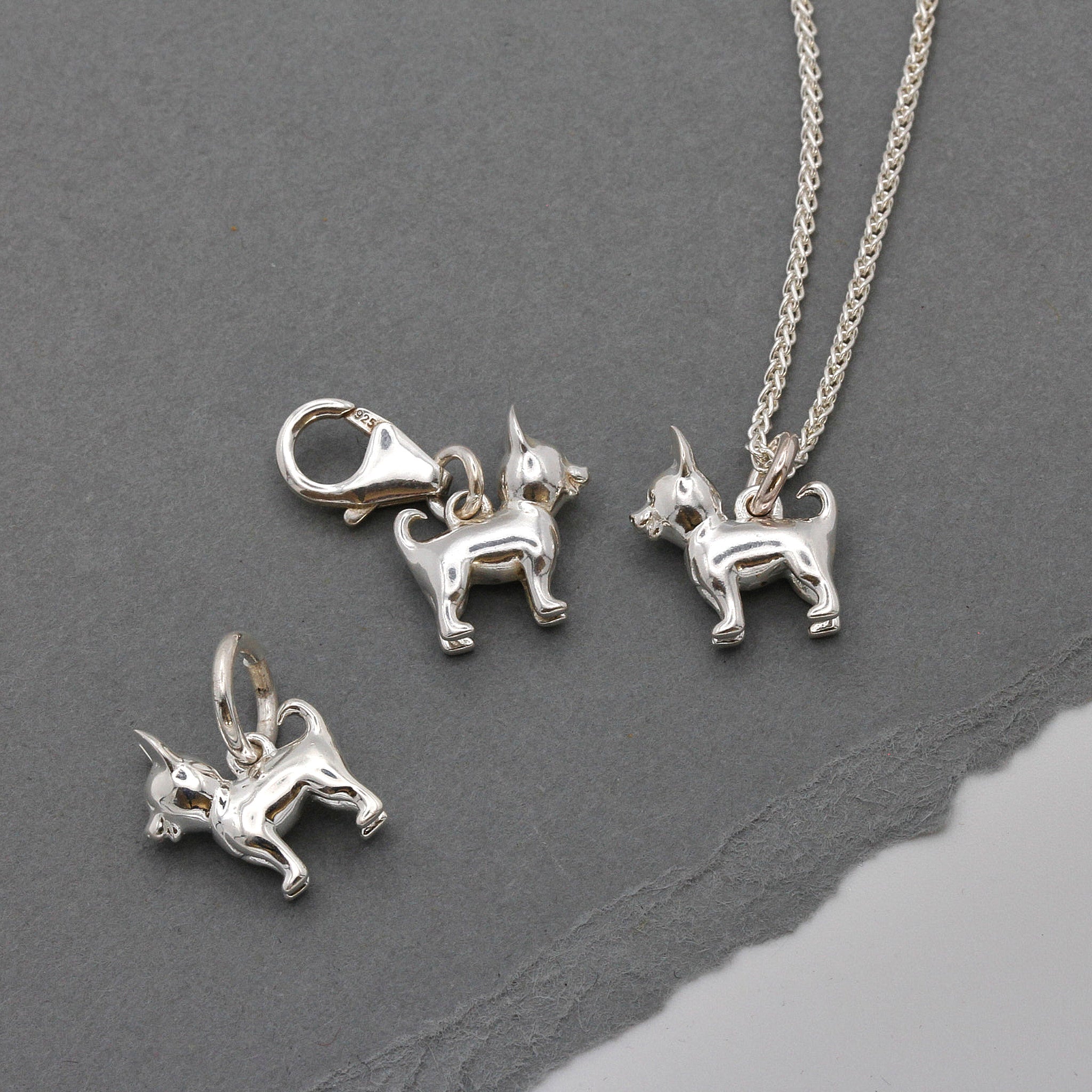 Chihuahua Silver Dog Charm