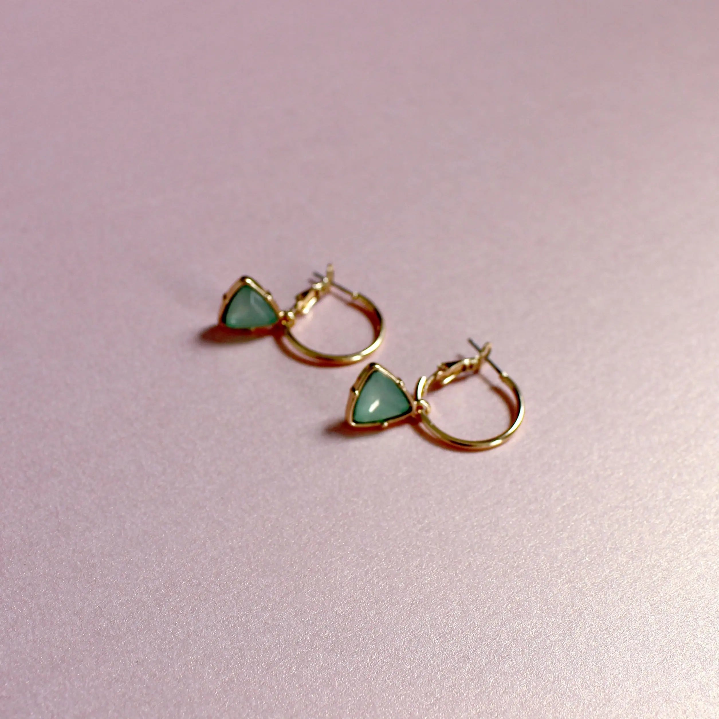 Holly Aqua Gem Charm Gold Hoop Earrings