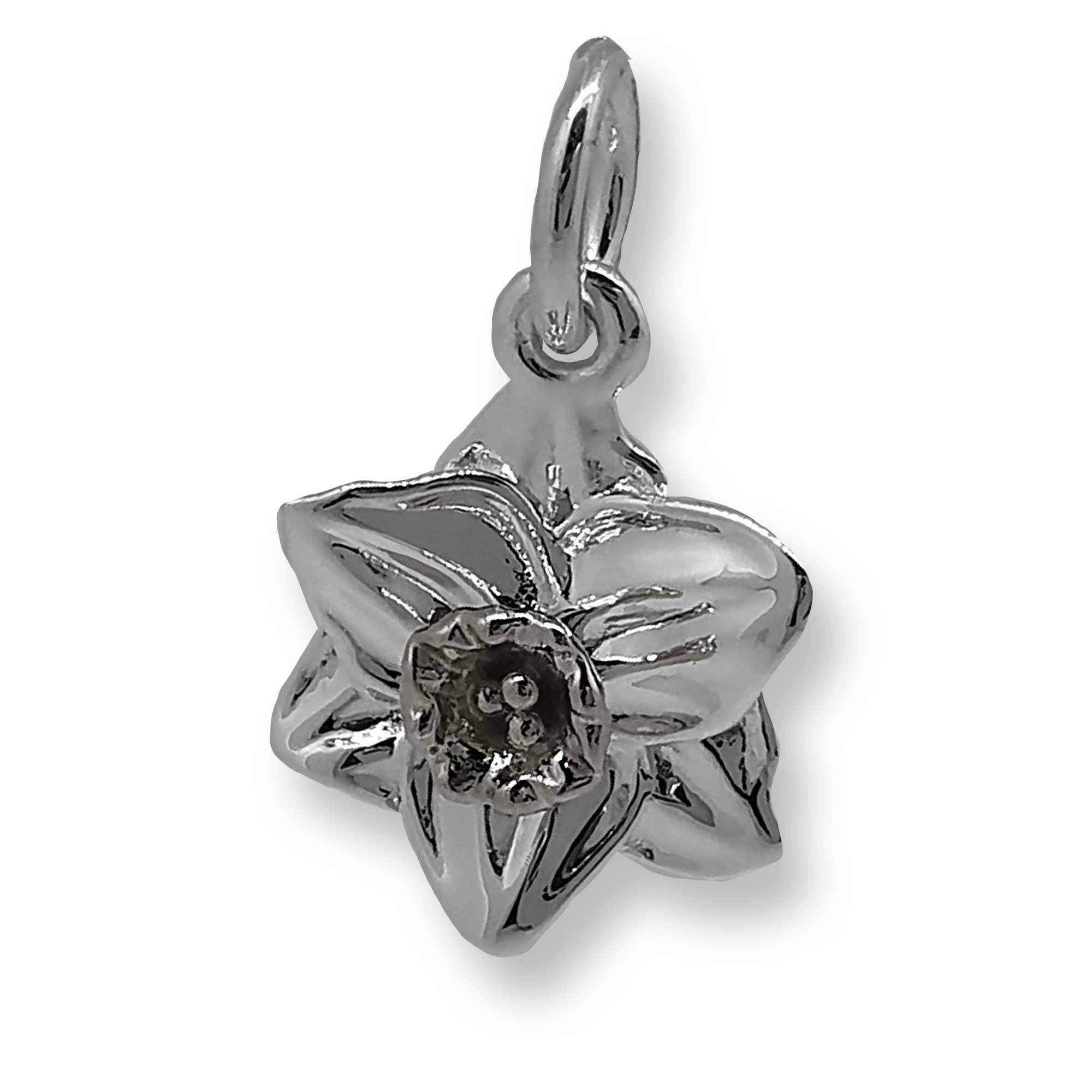 Daffodil Flower Silver Charm