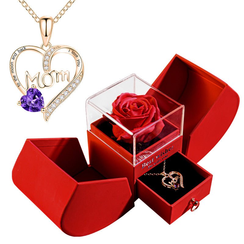 Eternal Rose Apple Gift Box Women Necklace Valentine's Day Wedding Jewelry