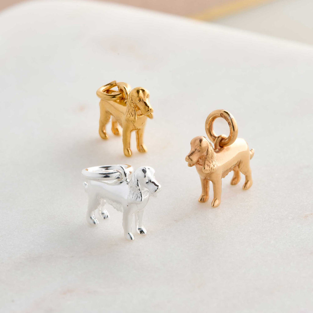 English Cocker Spaniel Silver Dog Charm