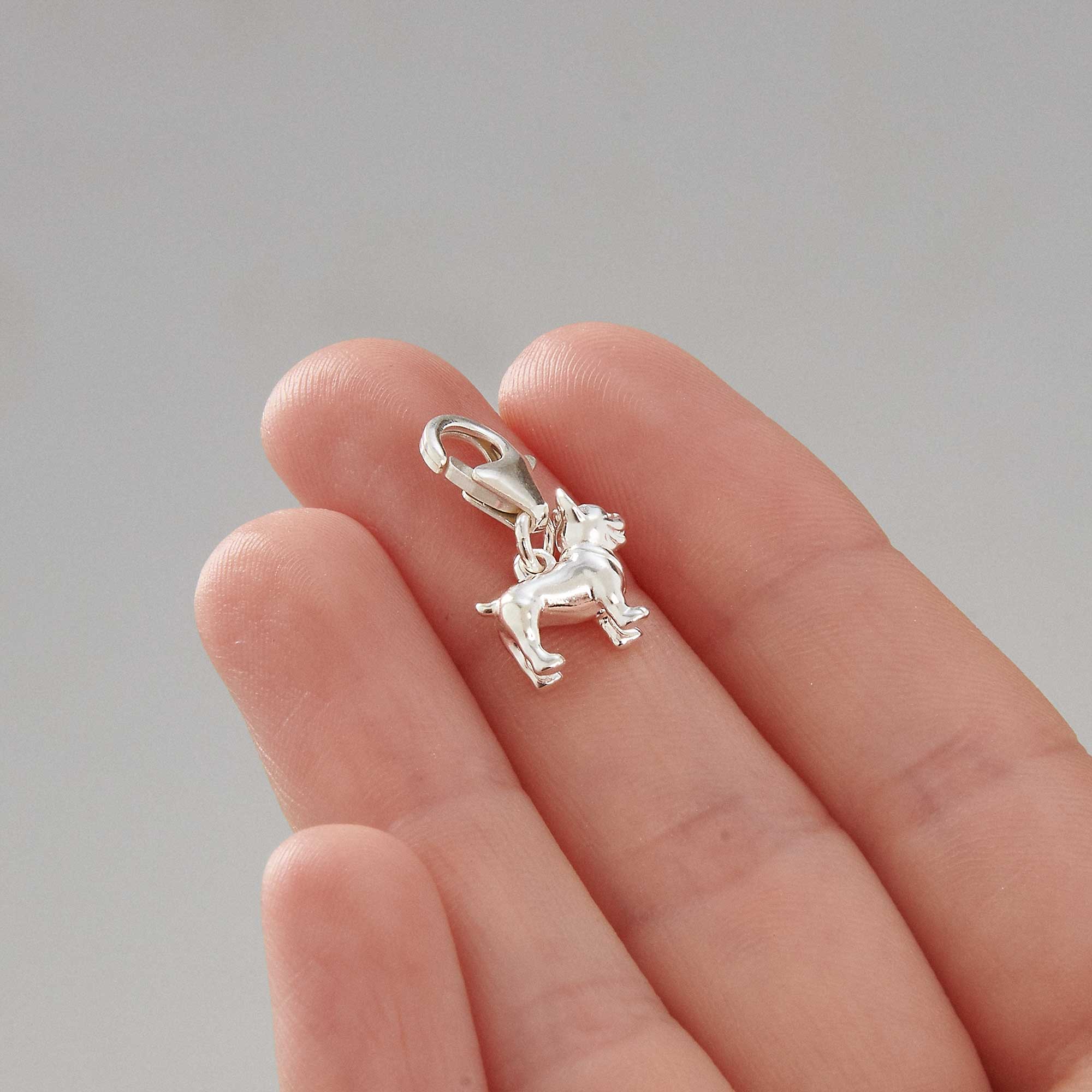 French Bulldog Silver Dog Charm