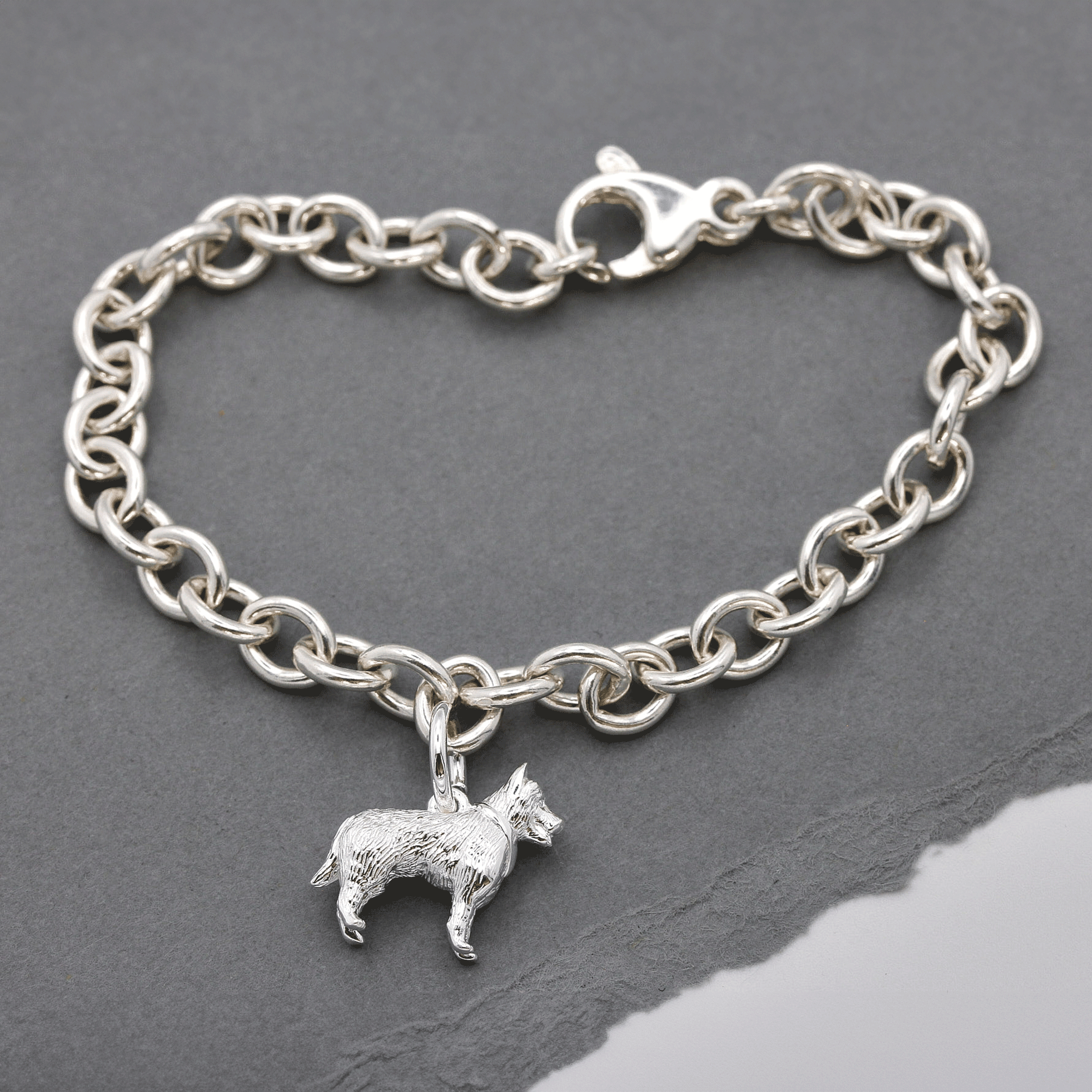 German Shepherd Silver Dog Charm