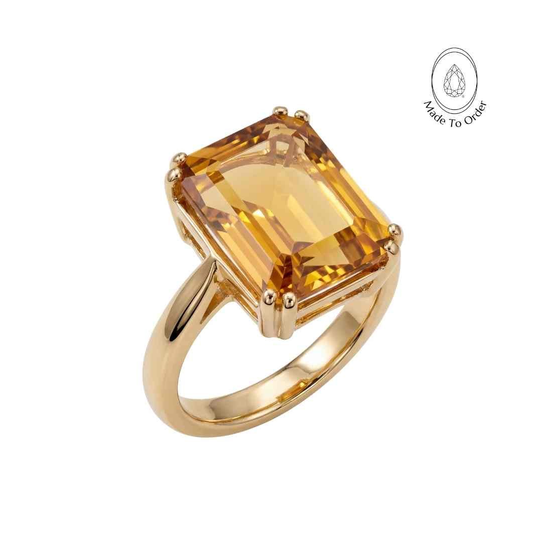 Gold or Silver Vintage Citrine Gemstone Ring - Isla