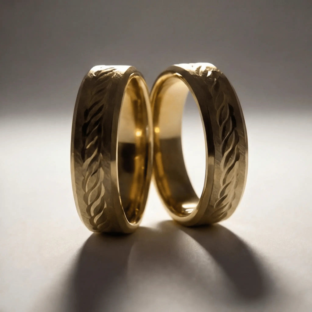 5mm Gold Wedding Band – Leaf Faceted – 9ct/14ct/18ct Gold