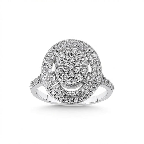 14ct/14K White Gold Natural Diamond Ring – Oval Diamond Halo