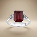 14ct/14K White Gold Natural Ruby & Diamond Ring – Emerald Cut Ruby Diamond
