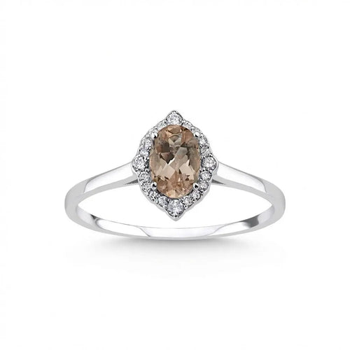 14ct/14K White Gold Natural Morganite & Diamond Ring – Morganite Diamond Halo