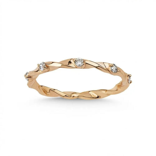 14ct/14K Rose Gold Natural Diamond Ring – Organic Twist Diamond