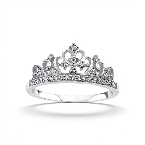 14ct/14K White Gold Natural Diamond Ring – Crown Diamond