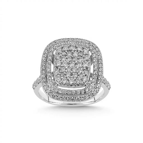 14ct/14K White Gold Natural Diamond Ring – Double Halo Diamond 1.06ct