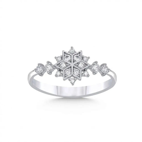 14ct/14K White Gold Natural Diamond Ring – Snowflake Diamond