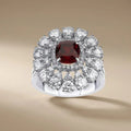 14ct/14K White Gold Natural Ruby & Diamond Ring – Ruby Diamond Floral Halo