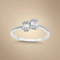 14ct/14K White Gold Natural Diamond Ring – Double Baguette Diamond Open 0.25ct