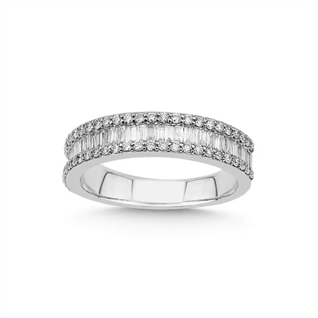 Gold Wedding Band – Baguette Round Diamond Eternity – 14ct Gold