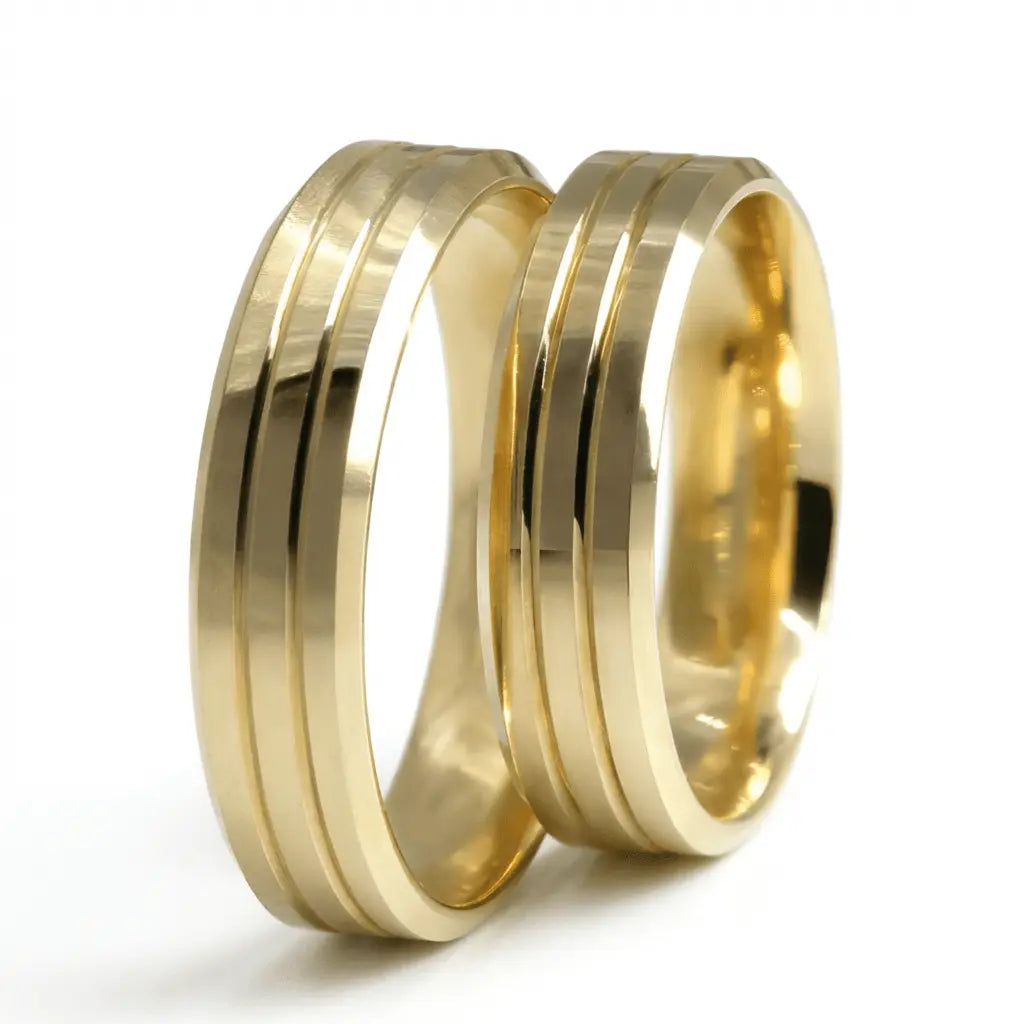 5mm Gold Wedding Band – Triple Line Classic – 9ct/14ct/18ct Gold