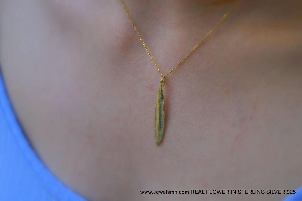 Gold Olive Leaf Necklace, Solid Gold Jewelry, Gold Pendant, Gift for Her, Birthday Gift for Women, Handmade Jewelry, Boho Fashion