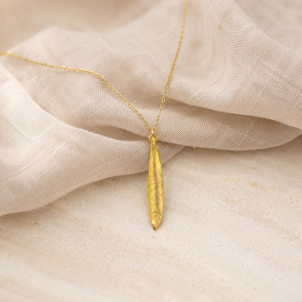 Gold Olive Leaf Necklace, Solid Gold Jewelry, Gold Pendant, Gift for Her, Birthday Gift for Women, Handmade Jewelry, Boho Fashion