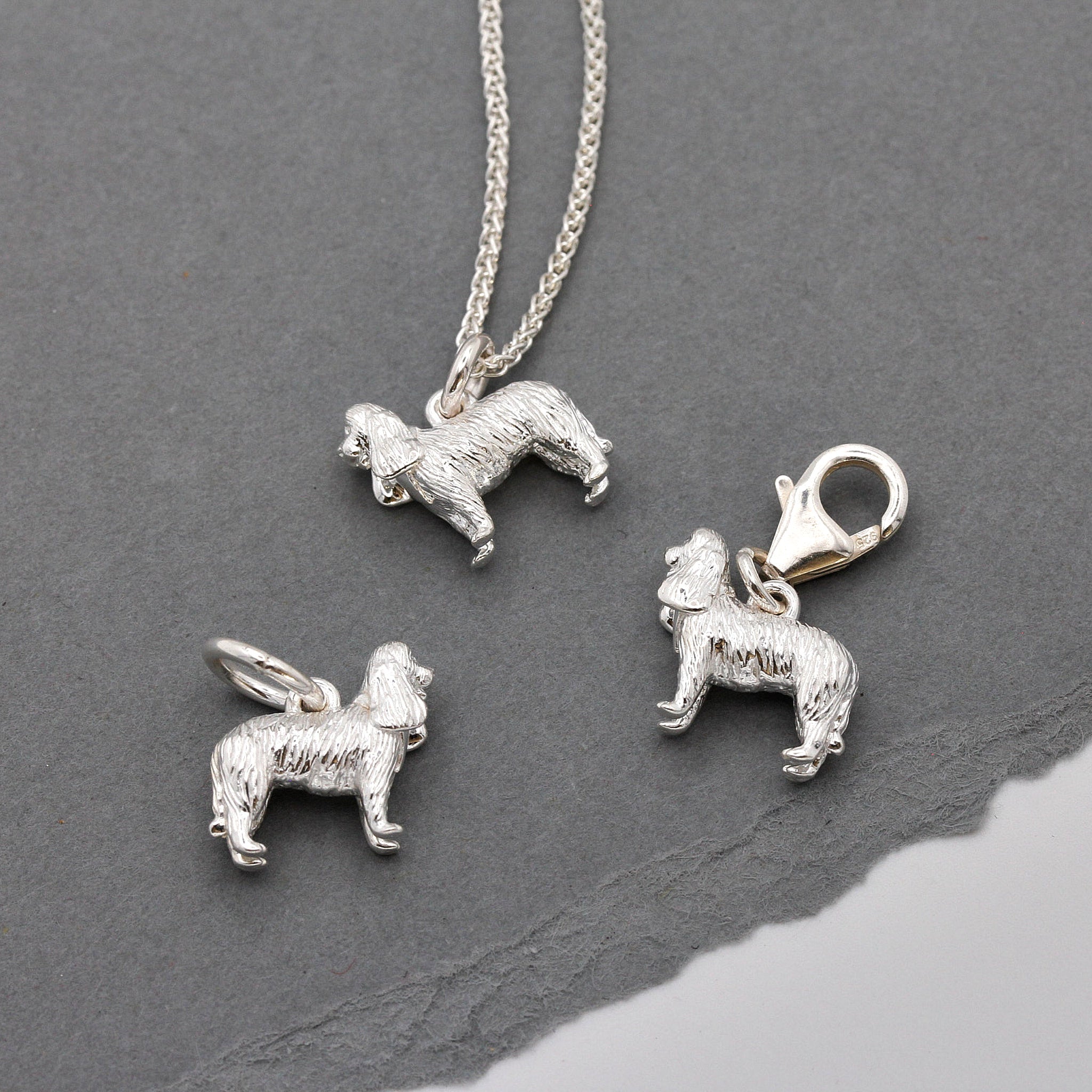 King Charles Spaniel Silver Dog Charm